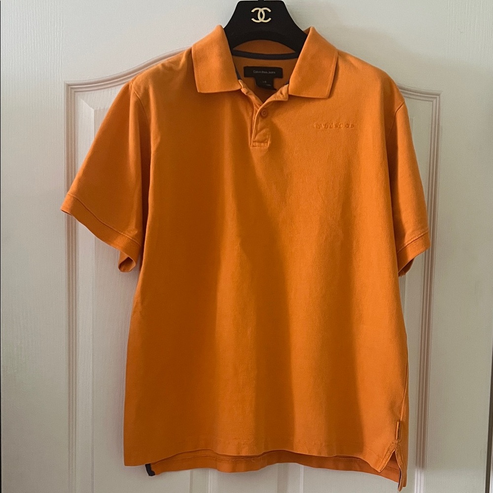 Calvin Klein Jeans Men's Bright Orange Polo Shirt
